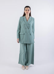 جاكيت بليزر طويل مزدوج الأزرار