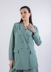 جاكيت بليزر طويل مزدوج الأزرار