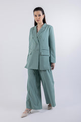 جاكيت بليزر طويل مزدوج الأزرار