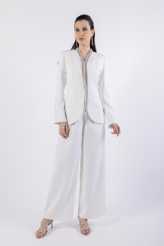 بليزر سادة بلمسات معدنية\سترة خارجية مع لمسات معدنية