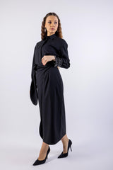 Overlap Knot Solid Maxi Skirt\ ةرونت يسكام ةداس ميمصتب ةطبر دقع لخادتم