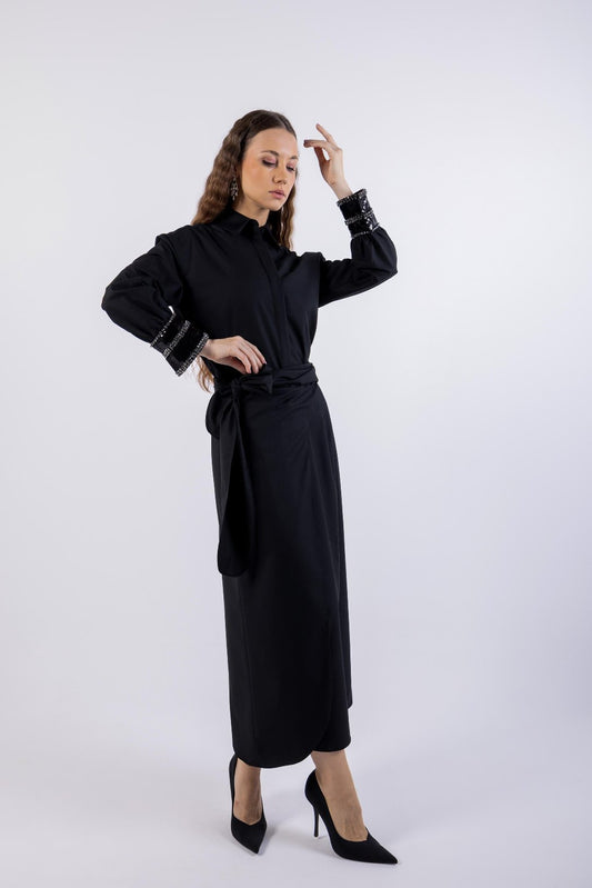 Overlap Knot Solid Maxi Skirt\ ةرونت يسكام ةداس ميمصتب ةطبر دقع لخادتم