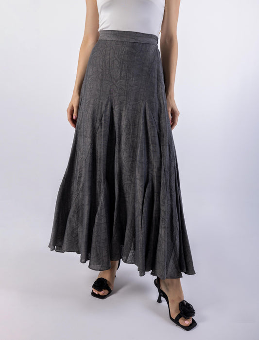 تنورة ماكسي منسابة بنقشة ناعمة