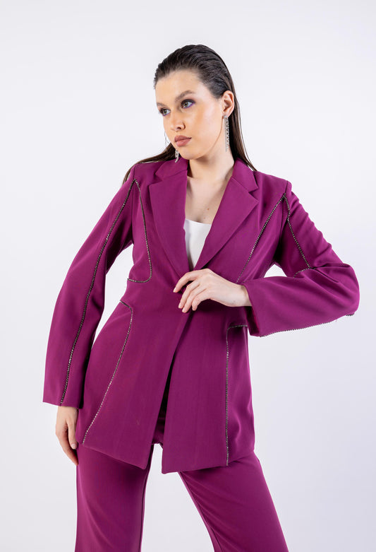 بليزر مزين باللون الفضي\ رزيلب نيزم نولاب يضفلا