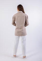 Embellished Metallic Asymmetrical Hem Shirt\قميص مطروح معدني غير متماثل