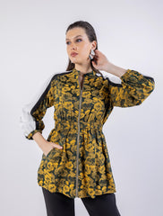 Sporty Floral Zip-Up Jacket