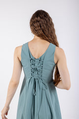 Lace-Up Back Sleeveless Flare Dress