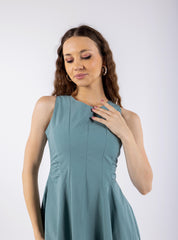 Lace-Up Back Sleeveless Flare Dress