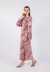 فستان رخامي متعدد الألوان