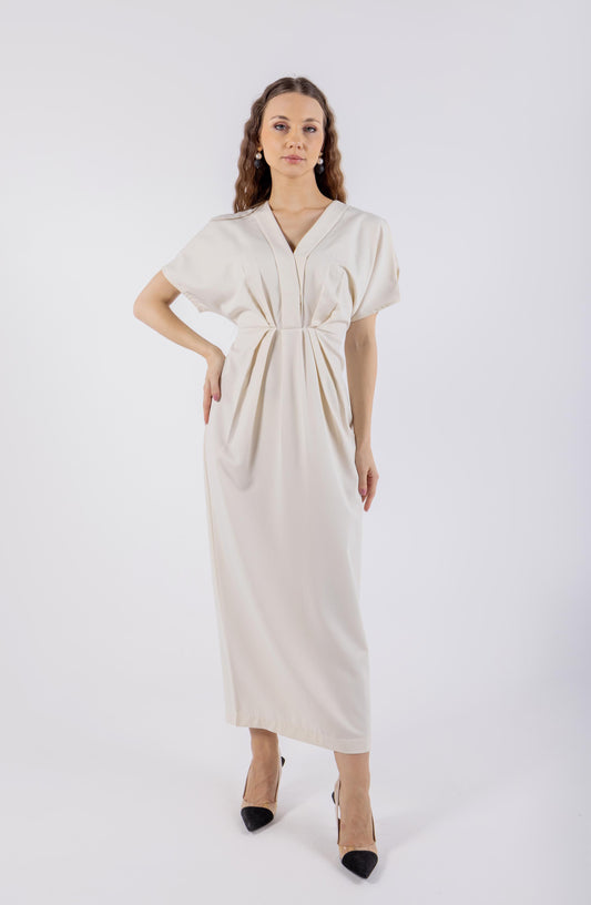 Draped V-Neck Minimalist Dress