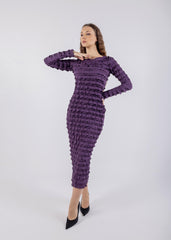 Ruffles All Over Solid Midi Dress\ ناتسف يديم نولب دحوم عم تاقبط نم ليتنادلا