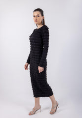 Ruffles All Over Solid Midi Dress\ ناتسف يديم نولب دحوم عم تاقبط نم ليتنادلا