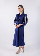 فستان ماكسي مزين بالألماس على الكتف\تسف يكام فاتكب ةنيزم س