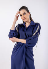 فستان ماكسي مزين بالألماس على الكتف\تسف يكام فاتكب ةنيزم س