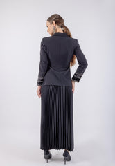 Embellished Wrap Blazer Dress with Pleated Skirt