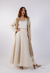 Two-Tone Quilted Sleeve Long Coat