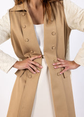 Two-Tone Quilted Sleeve Long Coat
