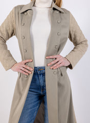 Two-Tone Quilted Sleeve Long Coat