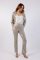 Shimmering Sequin Slim-Fit Pants