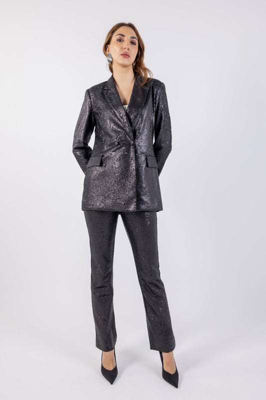 بنطلون بترتر لامع بقصة ضيقة