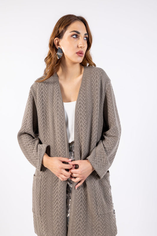 Elegant Sequin Embellished Knit Jacket