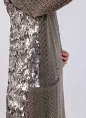 Elegant Sequin Embellished Knit Jacket