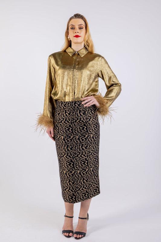 Elegant Animal Print Midi Skirt