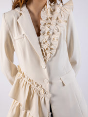 2403195-بليزر سادة بلمسات كشكش غير متماثلة