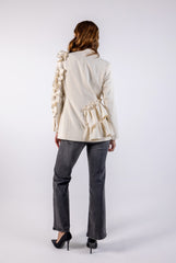 2403195-بليزر سادة بلمسات كشكش غير متماثلة