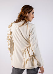 2403195-بليزر سادة بلمسات كشكش غير متماثلة