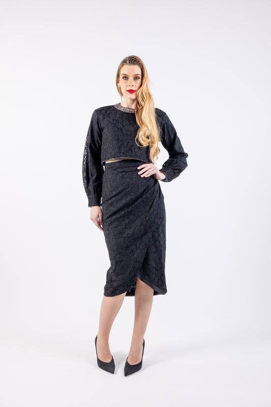 تنورة ميدي ضيقة من الجلد المدبوغ