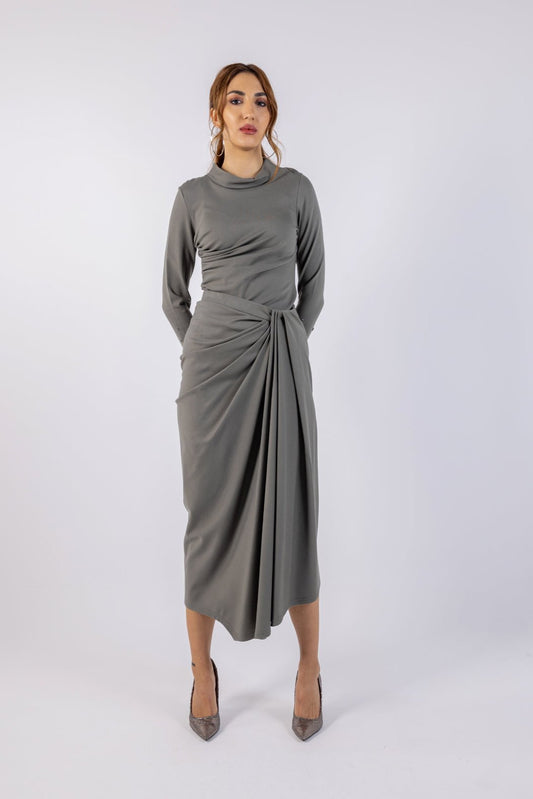 Elegant Draped High-Waist Skirt