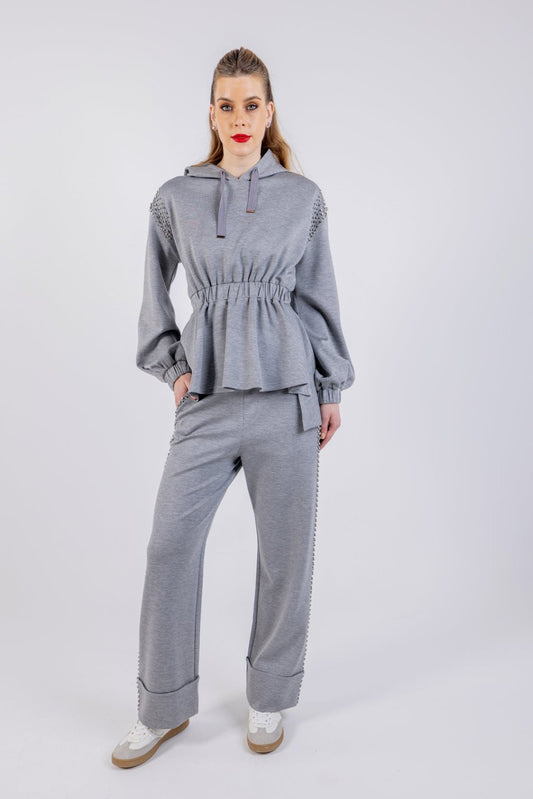 بنطلون مستقيم الساق مع زخارف جانبية