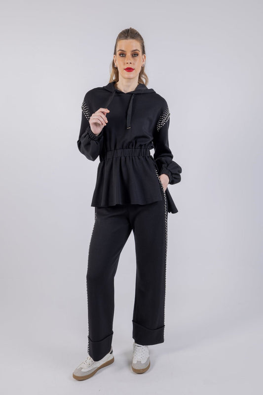 بنطلون مستقيم الساق مع زخارف جانبية