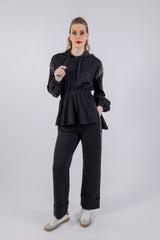 بنطلون مستقيم الساق مع زخارف جانبية