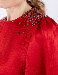 فستان جاكار مزهر بقصة A