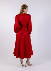 فستان جاكار مزهر بقصة A