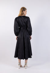 فستان جاكار مزهر بقصة A