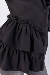 2403195-بليزر سادة بلمسات كشكش غير متماثلة