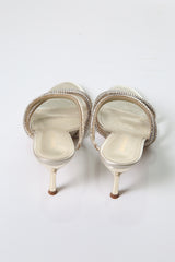 Women's Evening Heeled Sandals with Elegant Crystal Straps