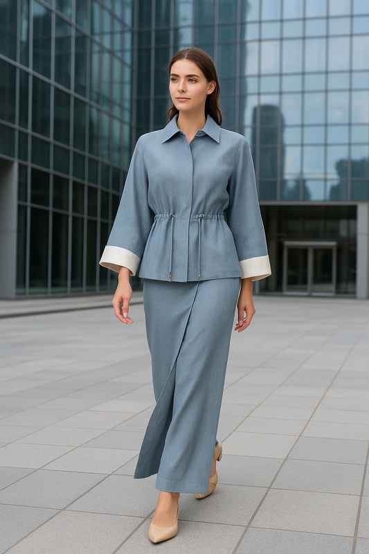 بنطلون واسع بتفصيلة لف أمامية