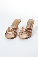 Elegant Satin Knot Heeled Mules