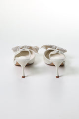 Crystal Bow Satin Slingback Heels – Elegant Glamour