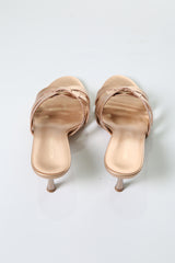 Elegant Satin Knot Heeled Mules