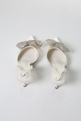 Crystal Bow Satin Slingback Heels – Elegant Glamour