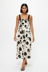 Floral Print A-Line Midi Skirt