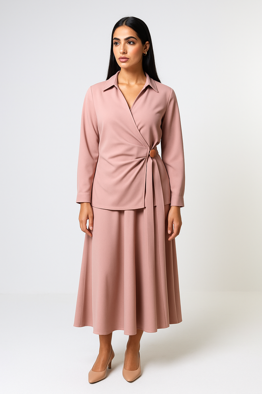 بلوزة بستايل لف مع تفصيلة إبزيم