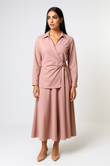 Wrap-Style Blouse with Buckle Detail