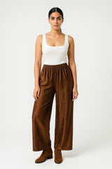 Metallic Finish Wide-Leg Pant