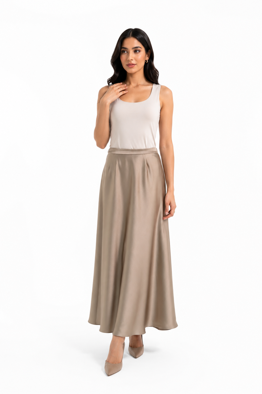 Lustre Satin Maxi Skirt - Montania Shop